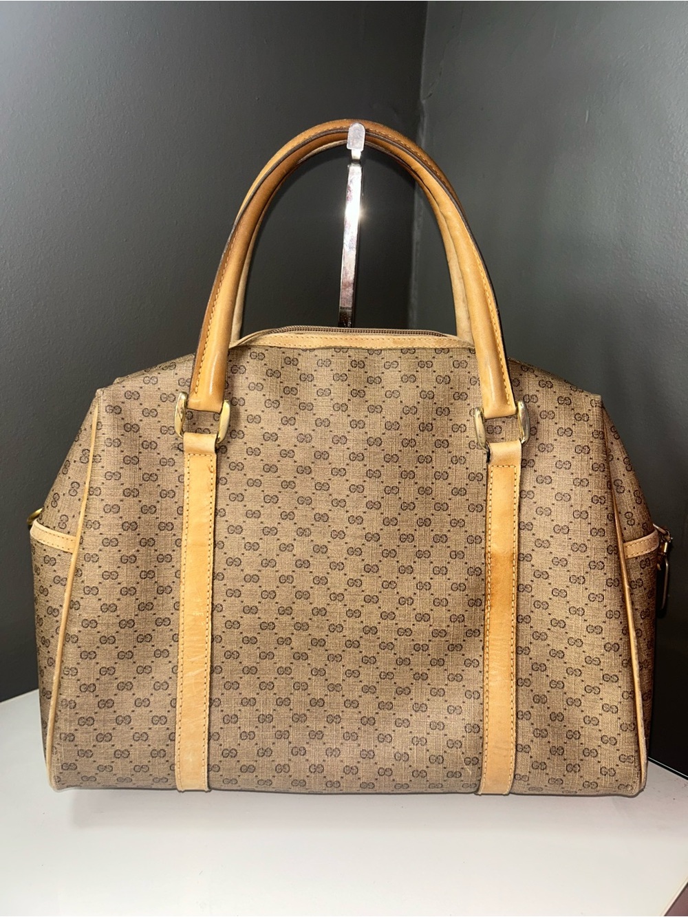 Vintage Gucci Micro GG Tan Coated Canvas Satchel Handbag - Picture 6 of 14